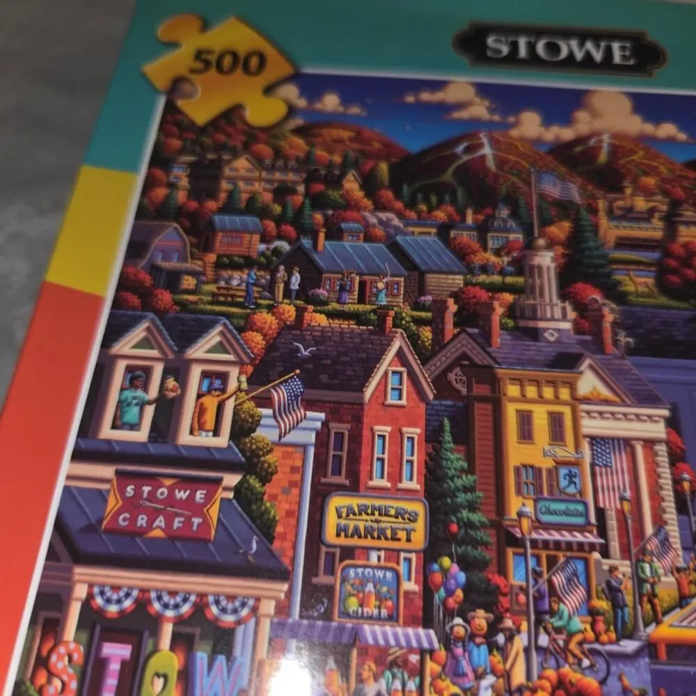 Dowdle Folk Art Stowe Vermont 500 Piece Jigsaw Puzzle